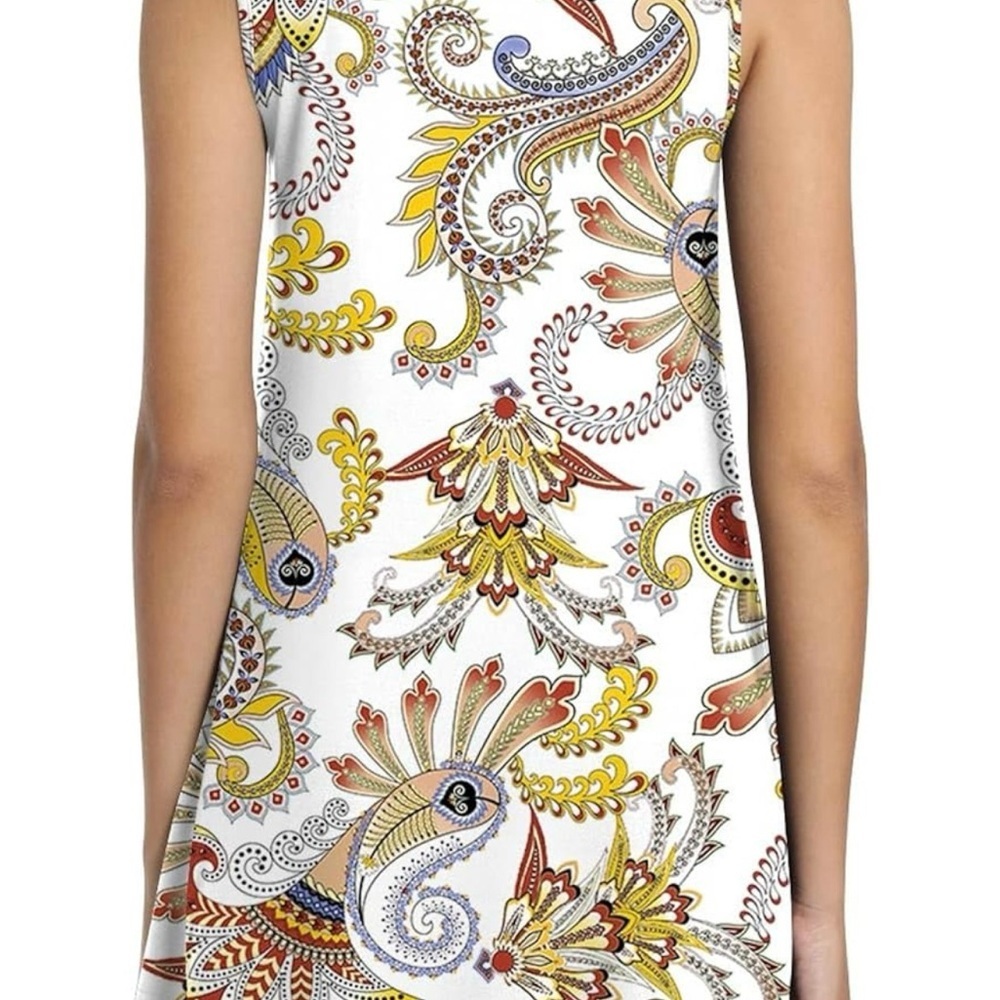 Colorful Paisley Print Sleeveless Long Top or Mini Dress size 3X NWT - Picture 7 of 8